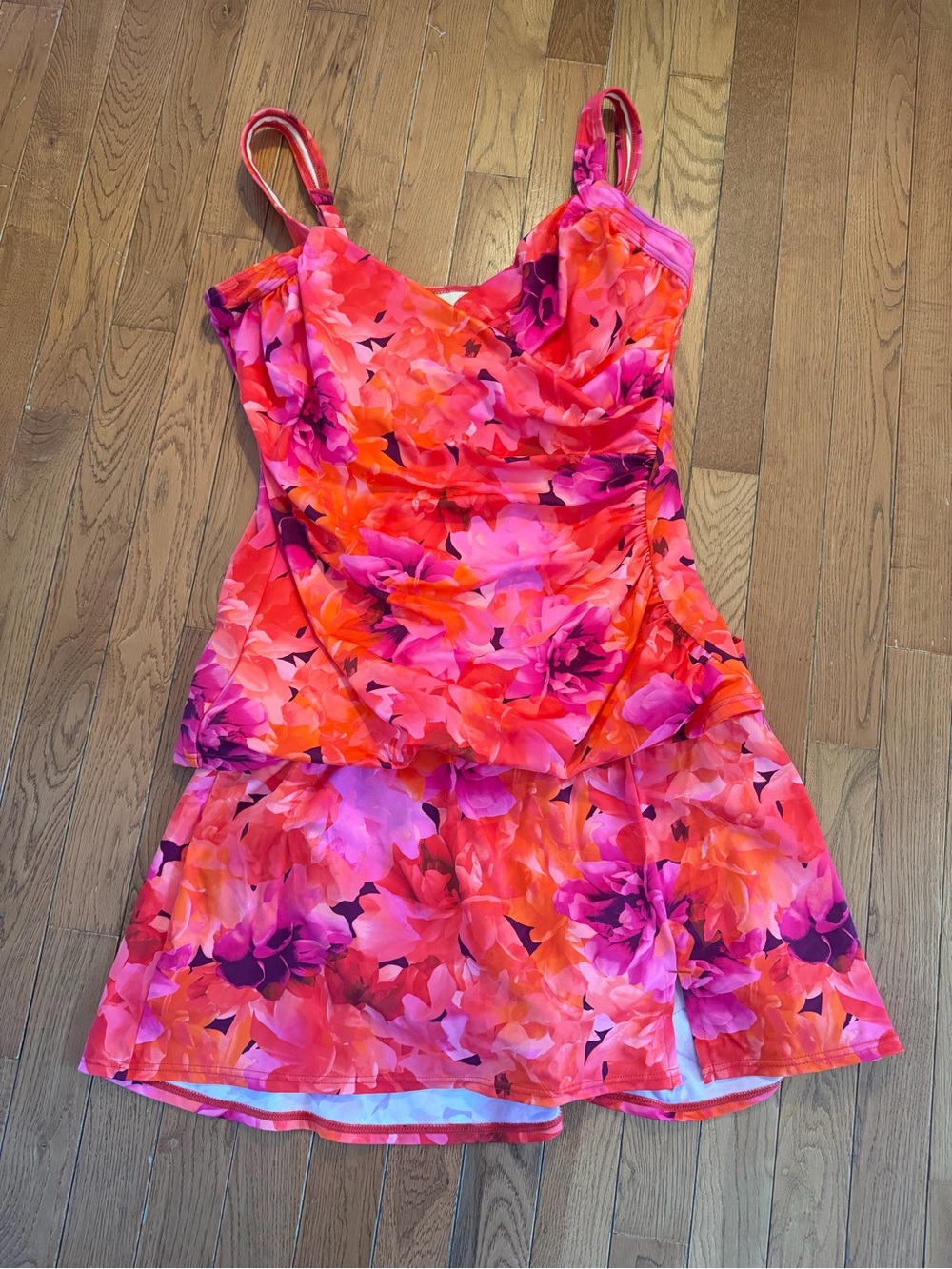 Talbots Pink and Orange Floral Tankini